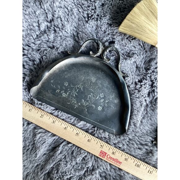Vintage 2 Pc Silent Butler Crumb Catcher Table Dustpan Superior Silver Plate Co - Picture 4 of 5
